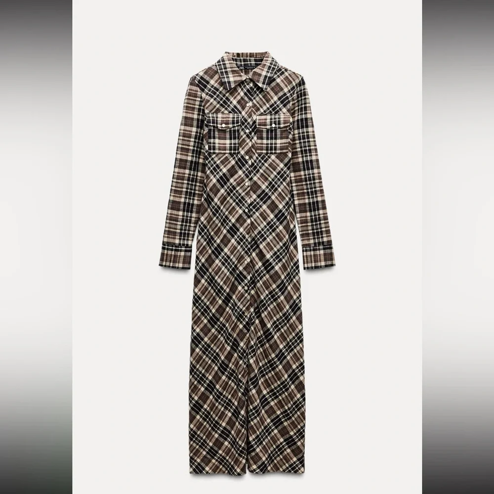 ZARA Plaid Shirt Dress ZARA 9282/060/121 194/020 - Picture 14 of 17